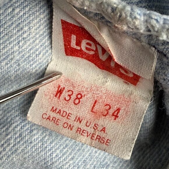 Vintage Levi's 501 Jeans Mens 38x34 Blue 80's Denim THRASHED Workwear Button Fly - Picture 5 of 12